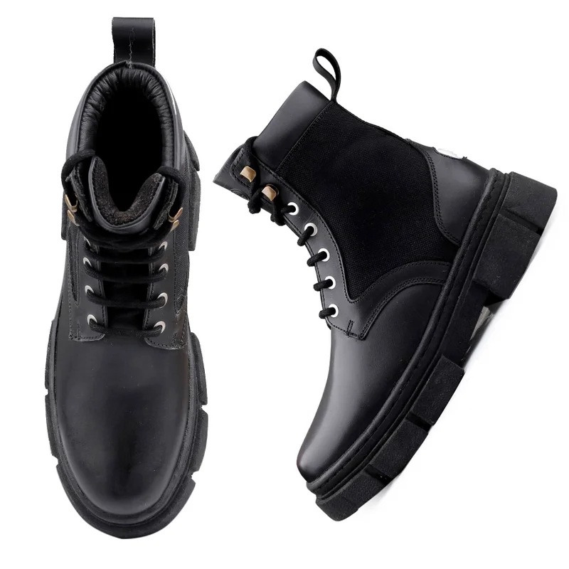 Bacca Bucci Black Pathfinder Chunky Rubber Sole Combat Boots for Men | Best Price UAE